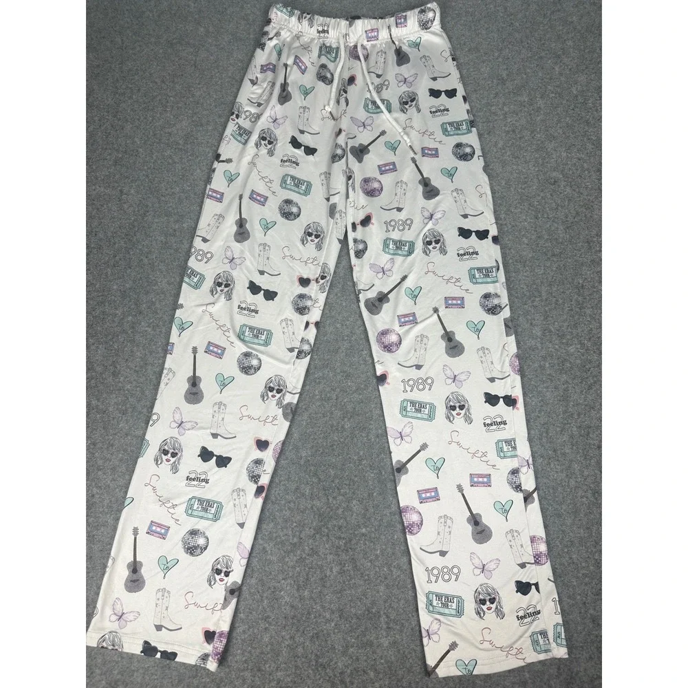 Swiftie Eras‎ Tour Pajama Pants Women Small Disco Boot Guitar Butterfly Print